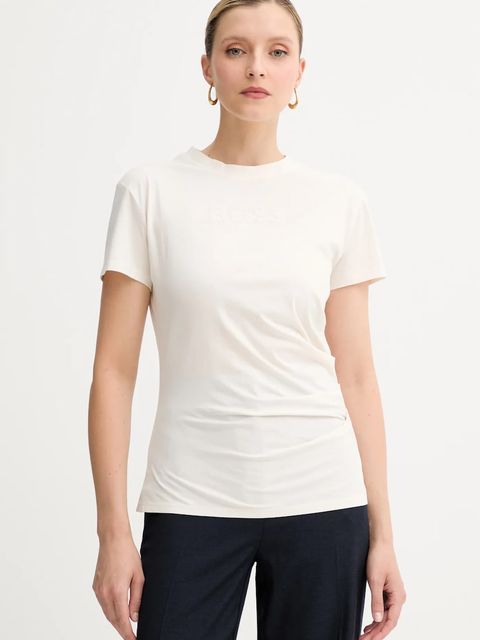 BOSS t-shirt bawełniany damski kolor beżowy 50550324 - zdjęcie produktu nr 1