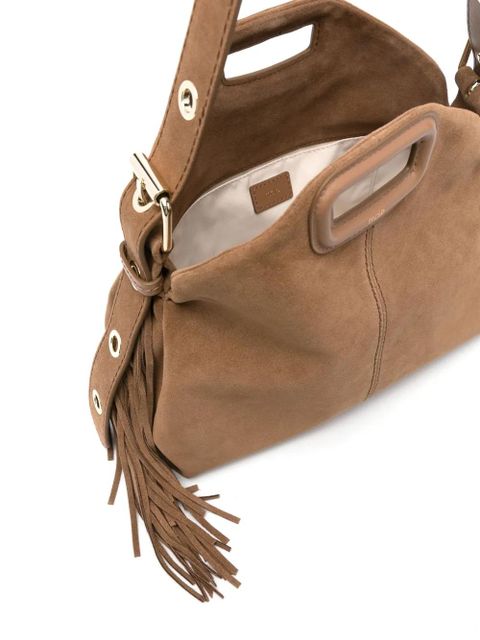 Maje miss M fringed suede shoulder bag - Brown