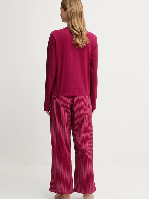 Calvin Klein Underwear piżama bawełniana damska kolor bordowy bawełniana LV00QS7578