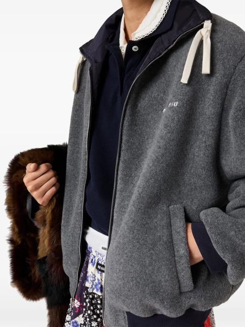 Miu Miu reversible embroidered-logo bomber jacket - Blue