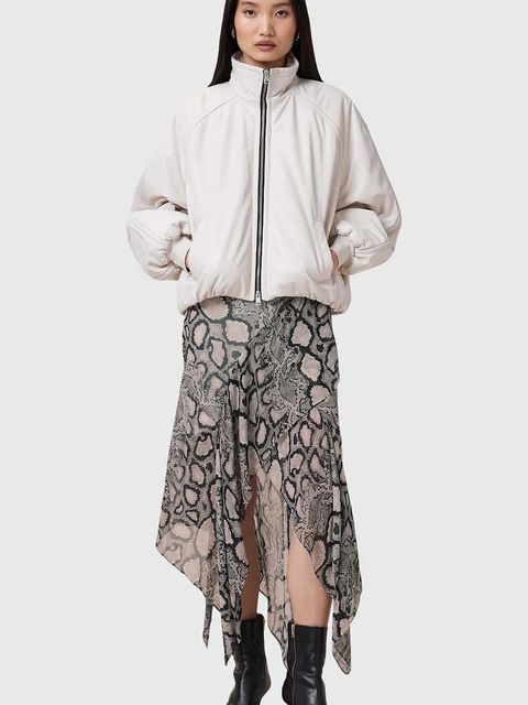 AllSaints spódnica z domieszką jedwabiu CASSIE - zdjęcie produktu nr 1