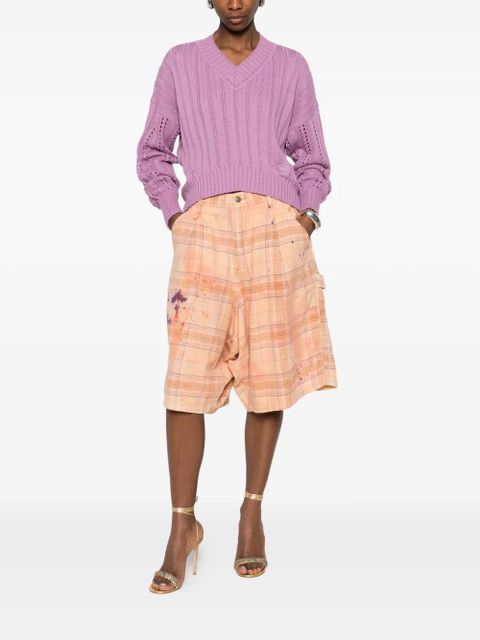 Blumarine V-neck openwork sweater - Purple - zdjęcie produktu nr 2