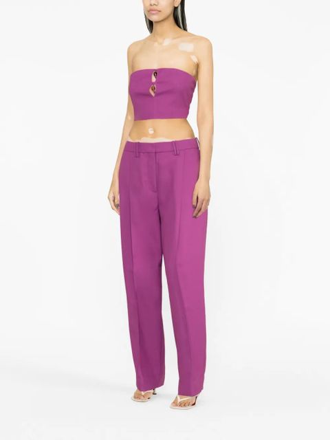 GANNI pleated straight-leg trousers - Purple