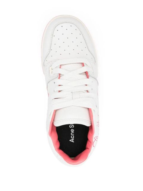 Acne Studios cracked-effect leather trainers - White