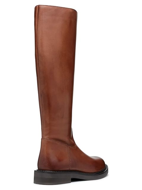 Geox kozaki skórzane D SERILDA damskie kolor brązowy na płaskim obcasie D46WYA 00043 C6002