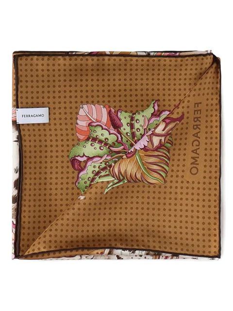 Ferragamo floral-print polka-dot scarf - Brown - zdjęcie produktu nr 2