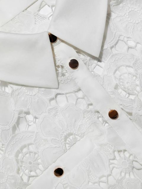 Self-Portrait floral-lace shirt dress - White