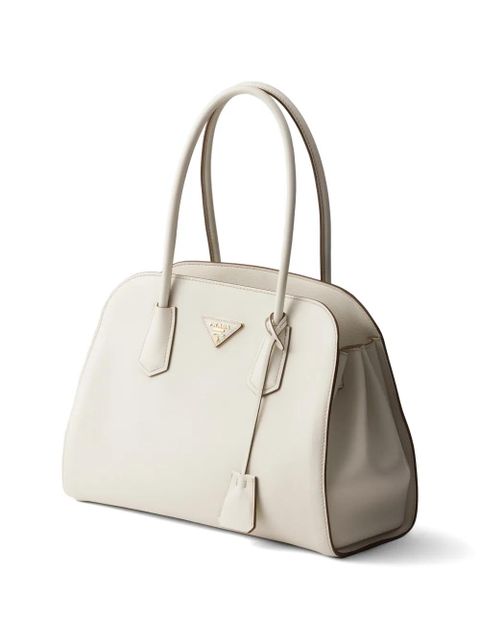 Prada medium leather tote bag - White