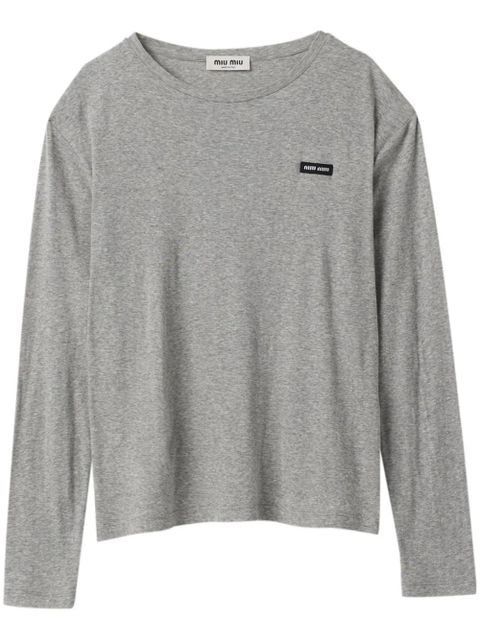 Miu Miu logo-patch T-shirt - Grey - zdjęcie produktu nr 1