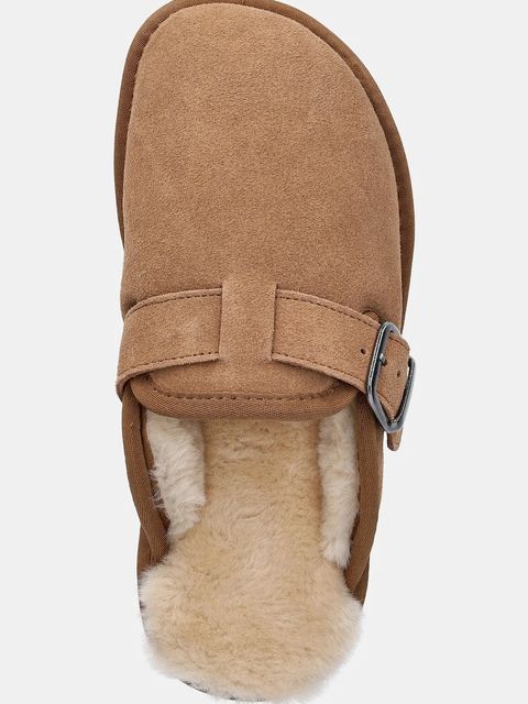 Answear.LAB kapcie zamszowe kolor brązowy