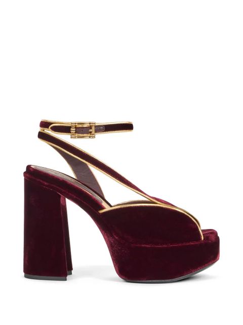 ETRO velvet metallic-trim platform sandals - Red - zdjęcie produktu nr 1