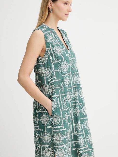 Marc O'Polo sukienka bawełniana kolor zielony mini rozkloszowana 516080921135