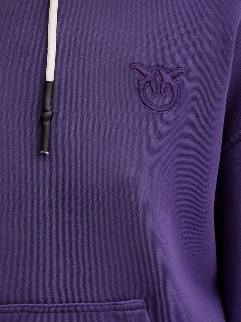 Pinko bluza bawełniana damska kolor fioletowy z kapturem gładka 105507 A2RB