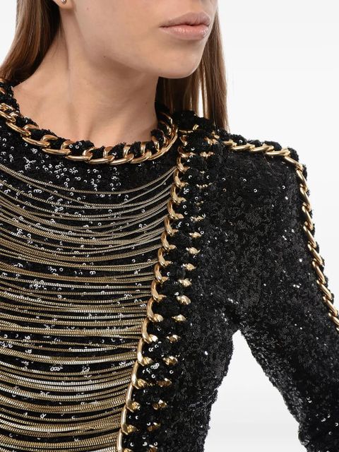 Balmain sequin-embellished mini dress - Black