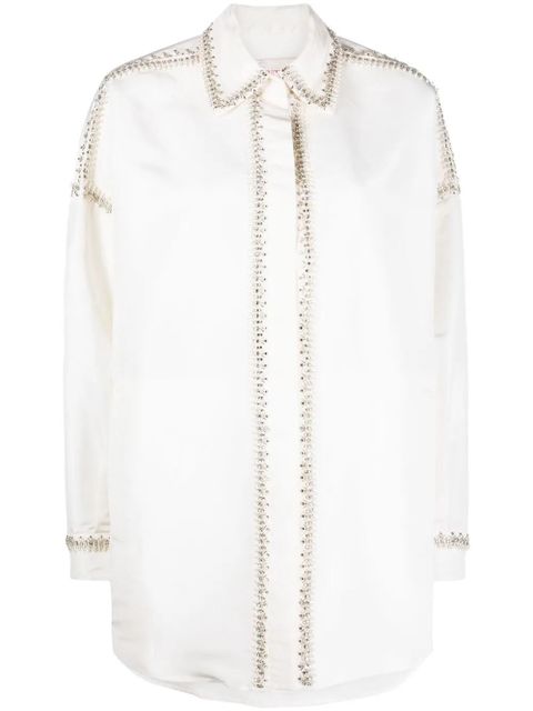 Valentino Garavani embellished-trim long-sleeve shirt - Neutrals - zdjęcie produktu nr 1