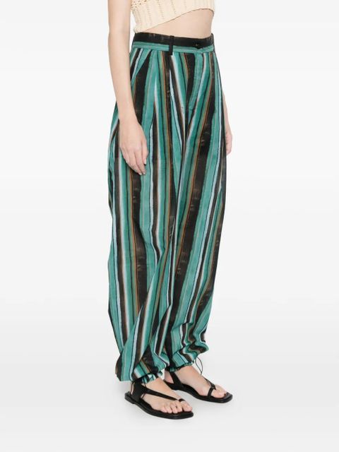 PINKO striped pleated straight trousers - Green