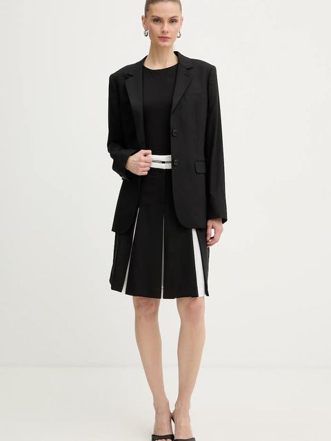 Karl Lagerfeld spódnica z dodatkiem wełny kolor czarny mini rozkloszowana B1W12005 - zdjęcie produktu nr 2