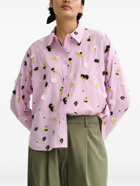 Essentiel Antwerp flower-embroidered button-up shirt - Pink