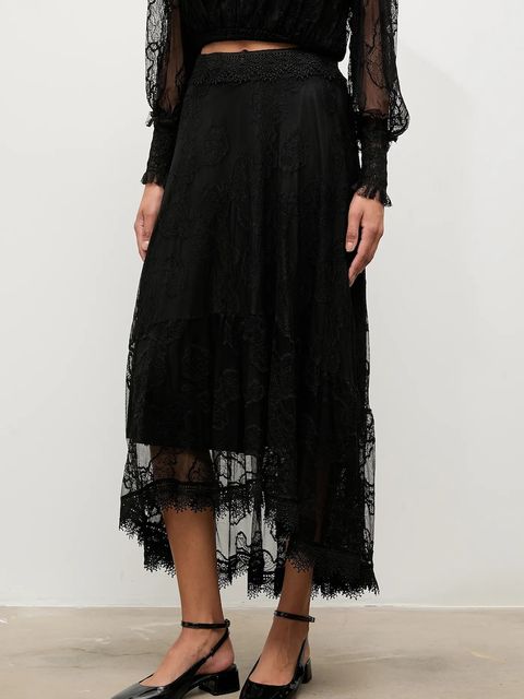 Answear.LAB spódnica kolor czarny midi rozkloszowana