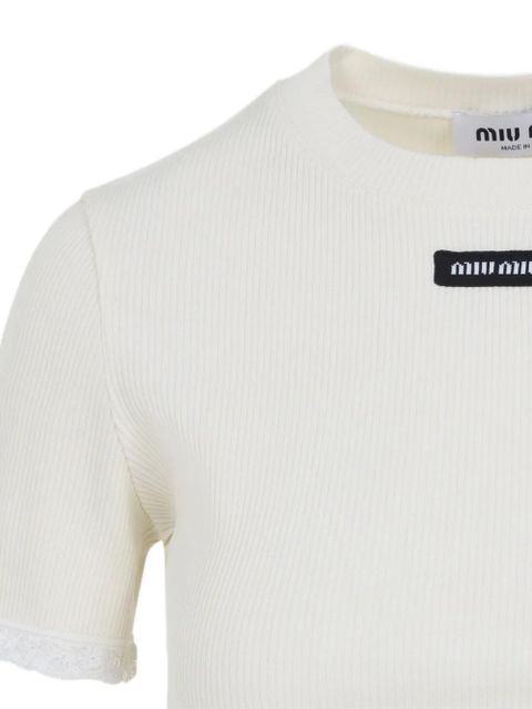 Miu Miu lace-trimmed top - White