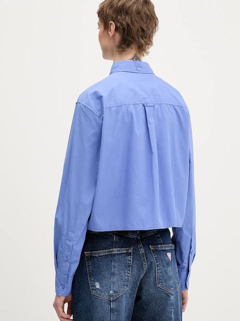 Tommy Jeans koszula bawełniana damska kolor fioletowy relaxed z kołnierzykiem klasycznym DW0DW22078