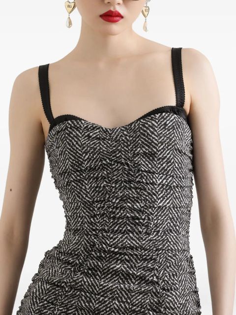 Dolce & Gabbana chevron strapless midi dress - Black