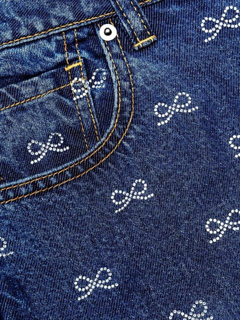 Self-Portrait bow embellished jeans - Blue