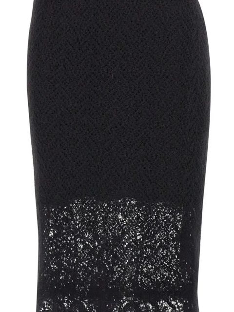 Blumarine textured lace-detailed midi skirt - Black