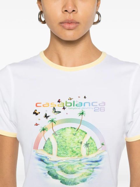 Casablanca Longline Ringer graphic-print T-shirt - White
