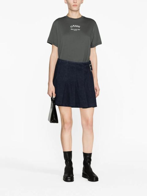 GANNI logo-print organic-cotton T-shirt - Grey