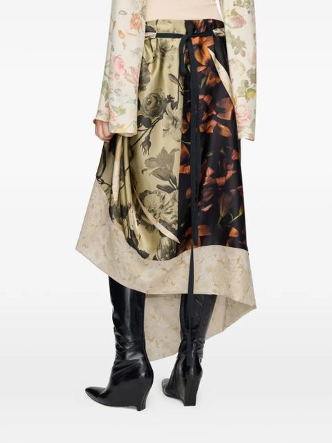 Maison Margiela asymmetrical floral midi skirt - Neutrals