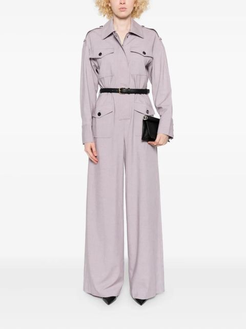 Self-Portrait belted twill jumpsuit - Purple - zdjęcie produktu nr 2