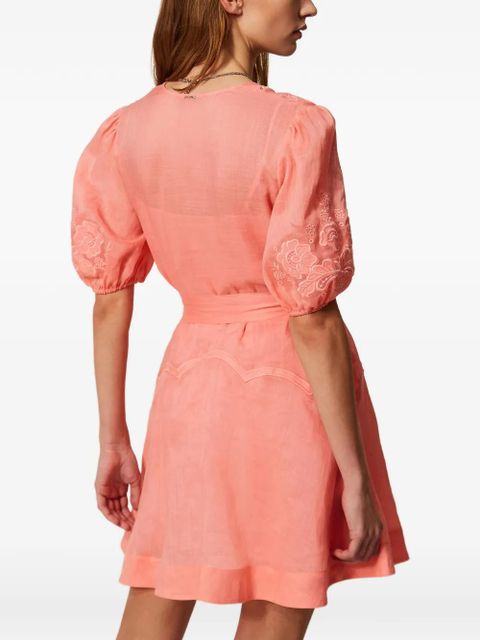 TWINSET embroidered belted dress - Pink