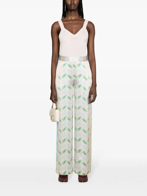 Casablanca graphic-print straight-leg silk trousers - Blue - zdjęcie produktu nr 2