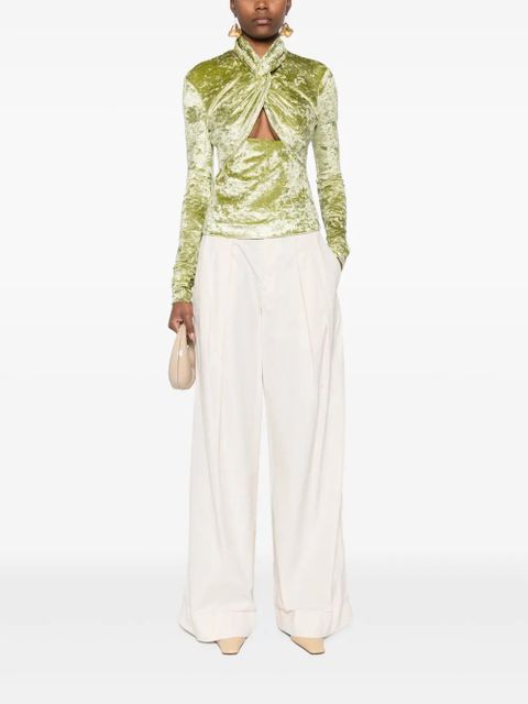 Nanushka Iride twist-detailing velvet top - Green