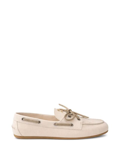 Miu Miu logo-embroidered lace-up loafers - Neutrals - zdjęcie produktu nr 1