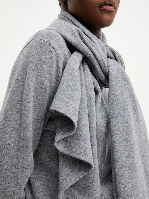 Answear.LAB sweter z wełny merino z szalem damski kolor szary lekki