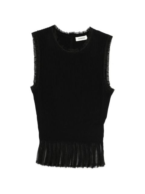 SANDRO ruffled smocked top - Black - zdjęcie produktu nr 1