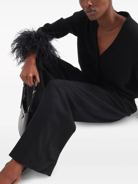 Prada feather-trim cashmere trousers - Black