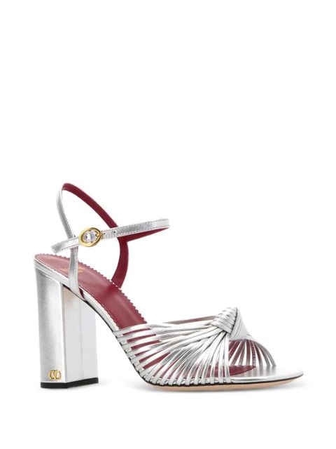 Valentino Garavani leather knotted heeled sandals - Silver - zdjęcie produktu nr 2