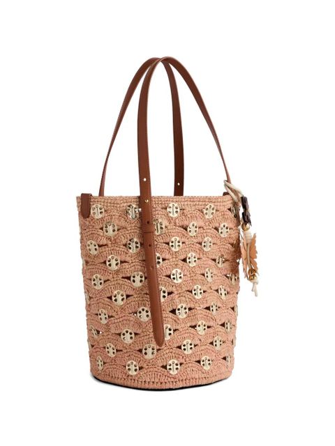 Rabanne crochet metal discs bucket bag - Pink