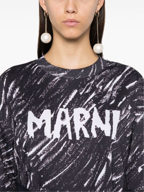 Marni Scribble logo jersey T-shirt - Black