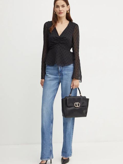 Guess bluzka OLYMPE damska kolor czarny wzorzysta W4BH64 WGLF0