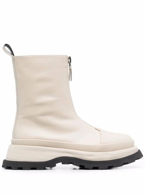 Jil Sander leather front-zip ankle boots - Neutrals - zdjęcie produktu nr 1