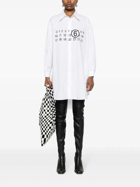 MM6 Maison Margiela logo-print cotton shirtdress - White - zdjęcie produktu nr 2