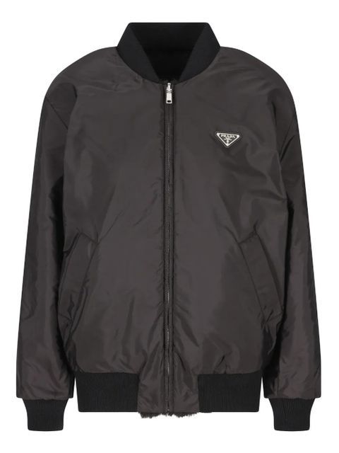 Prada faux-fur logo jacket - Black