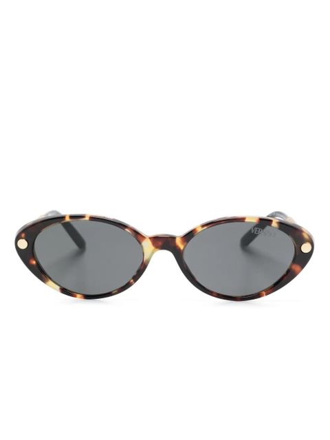 Versace Eyewear tubular Greca oval-frame sunglasses - Brown - zdjęcie produktu nr 1
