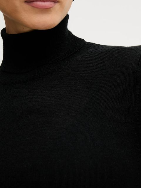 Sisley sweter damski kolor czarny lekki z golfem 11BAM201C