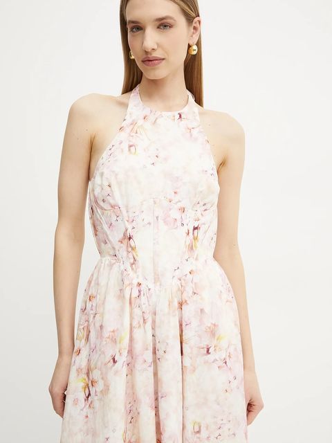 Bardot sukienka kolor różowy maxi rozkloszowana 59251DB1