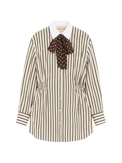Valentino Garavani mini dress in printed striped poplin - Neutrals - zdjęcie produktu nr 1